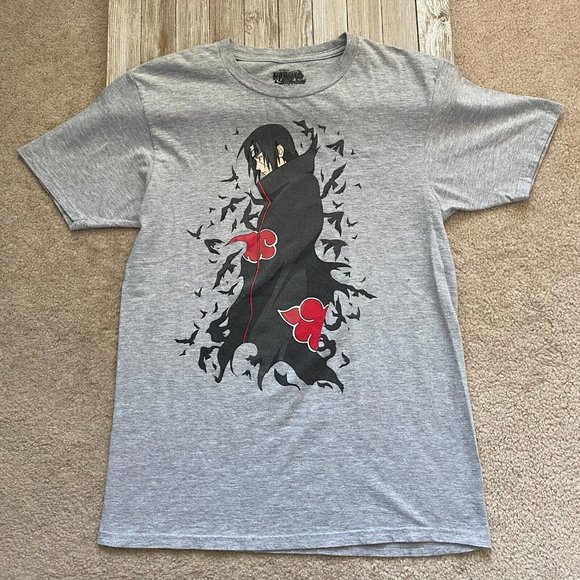 Naruto 20th Anniversary M Itachi Uchiha Crow Swarm Anime Manga Graphic T-Shirt - Picture 1 of 12